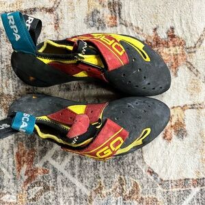 Scarpa Yellow and Red Drago Climbing Shoe